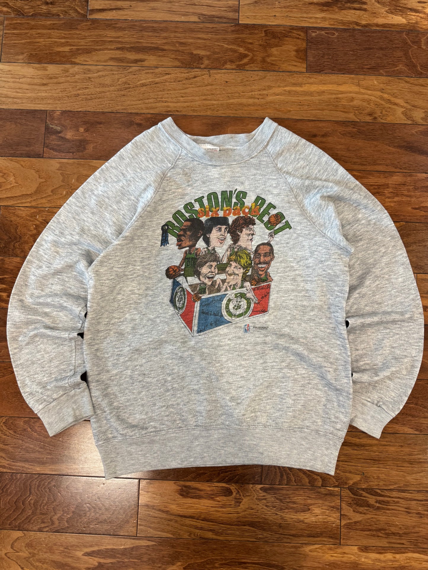 1986 Boston Celtics "Boston's Best 6 Pack" Vintage Caricature Crewneck (M)