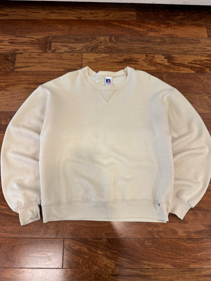 90s Russell Athletics Cream Blank Crewneck (L)