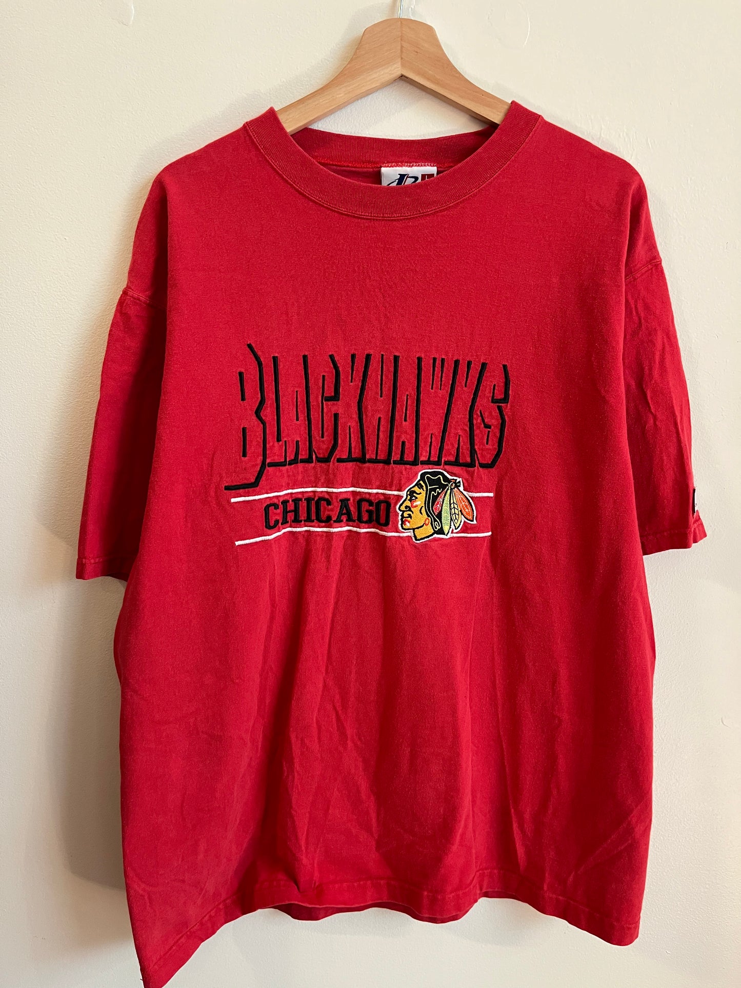 90s Chicago Blackhawks Logo Athletic Red Tee (L)
