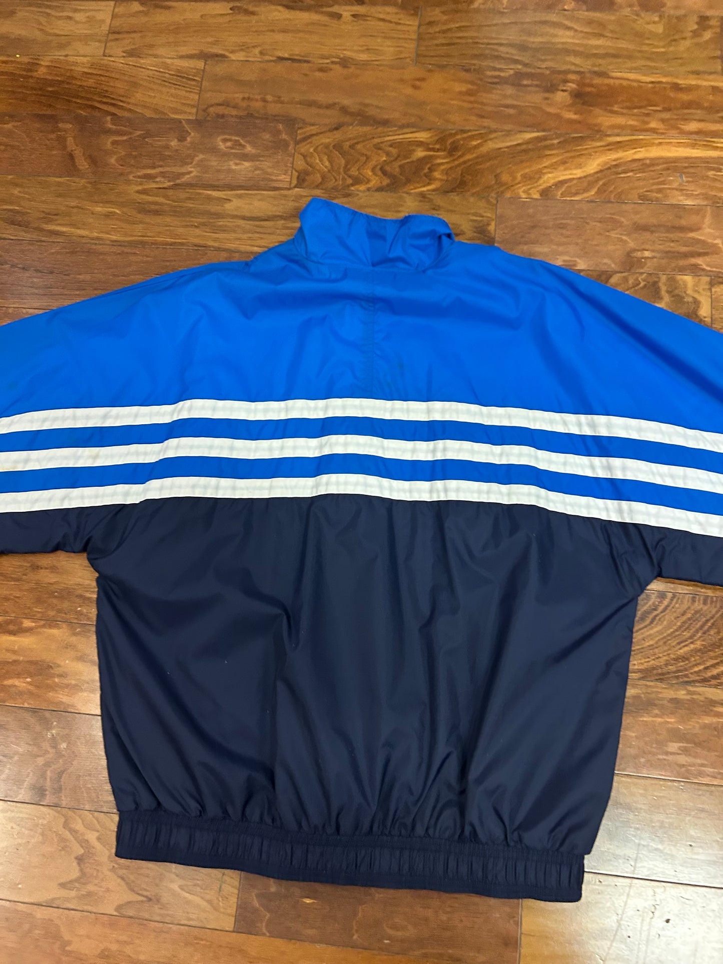 90s Adidas Vintage Blue Striped Windbreaker (XL)