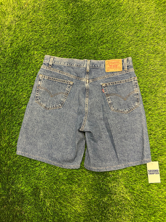2001 Vintage Levi's 550 Dark Wash Jean Shorts (36)