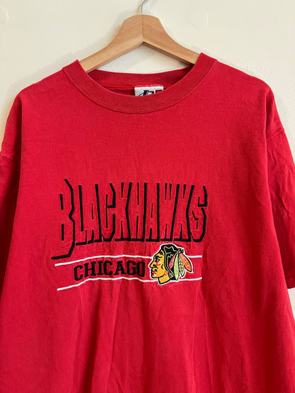 90s Chicago Blackhawks Logo Athletic Red Tee (L)