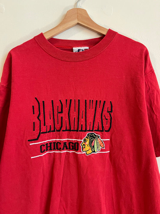 90s Chicago Blackhawks Logo Athletic Red Tee (L)