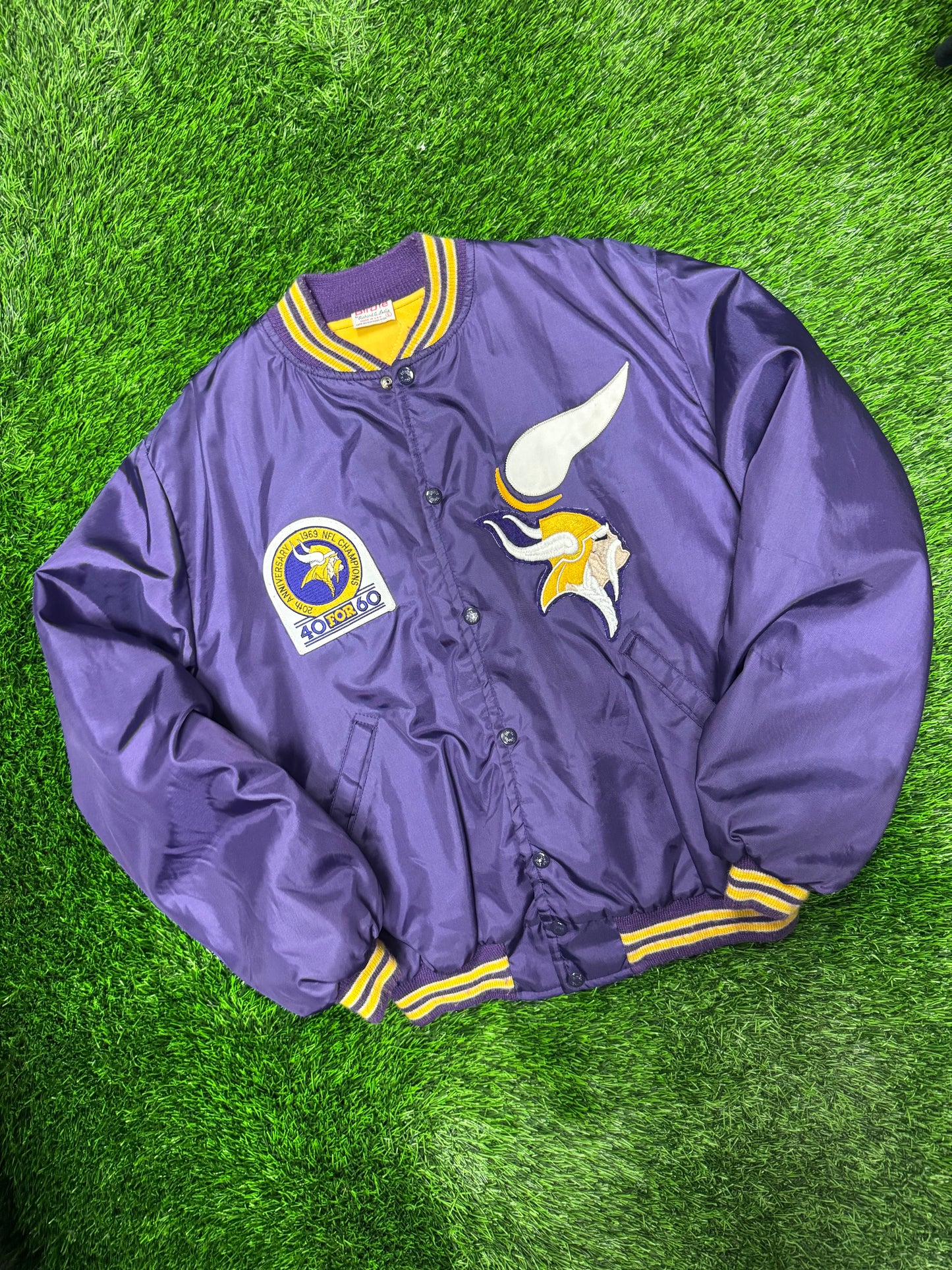 1989 Minnesota Vikings 20th Anniversary Vintage Birdie Satin Jacket (L)