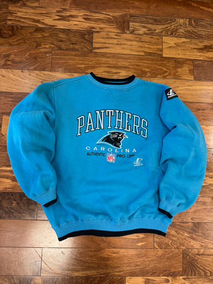 1993 Carolina Panthers Logo Athletic Blue Embroidered Crewneck (L)
