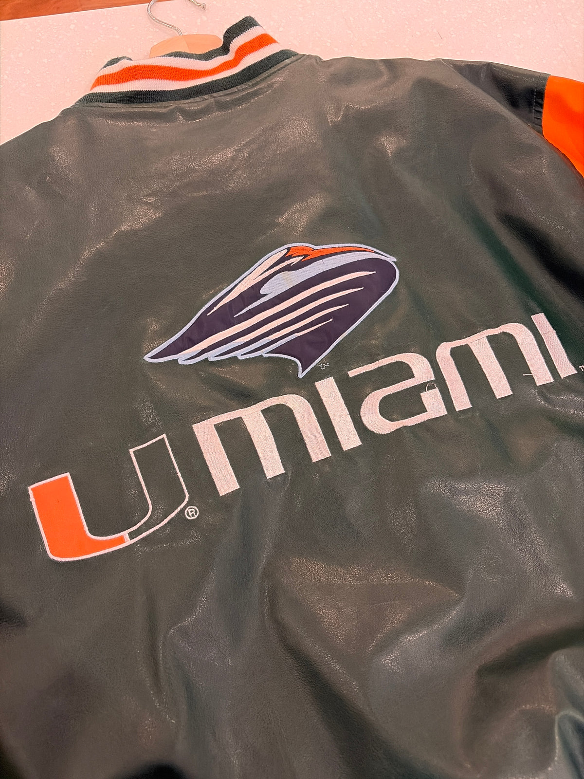 90s University of Miami Hurricanes Steve & Barry's Letterman Jacket (L)