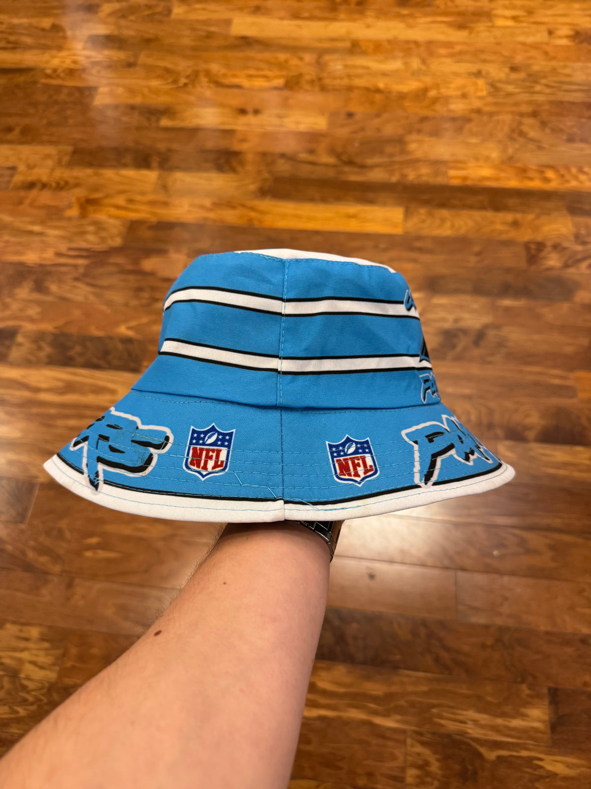 Carolina Panthers Electric Blue Spell Out Bucket Hat (OS)