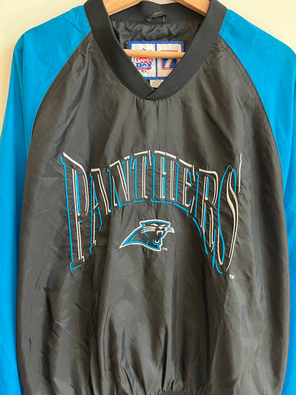 90s Carolina Panthers Embroidered Spell Out Logo 7 Two Toned Windbreaker (M)