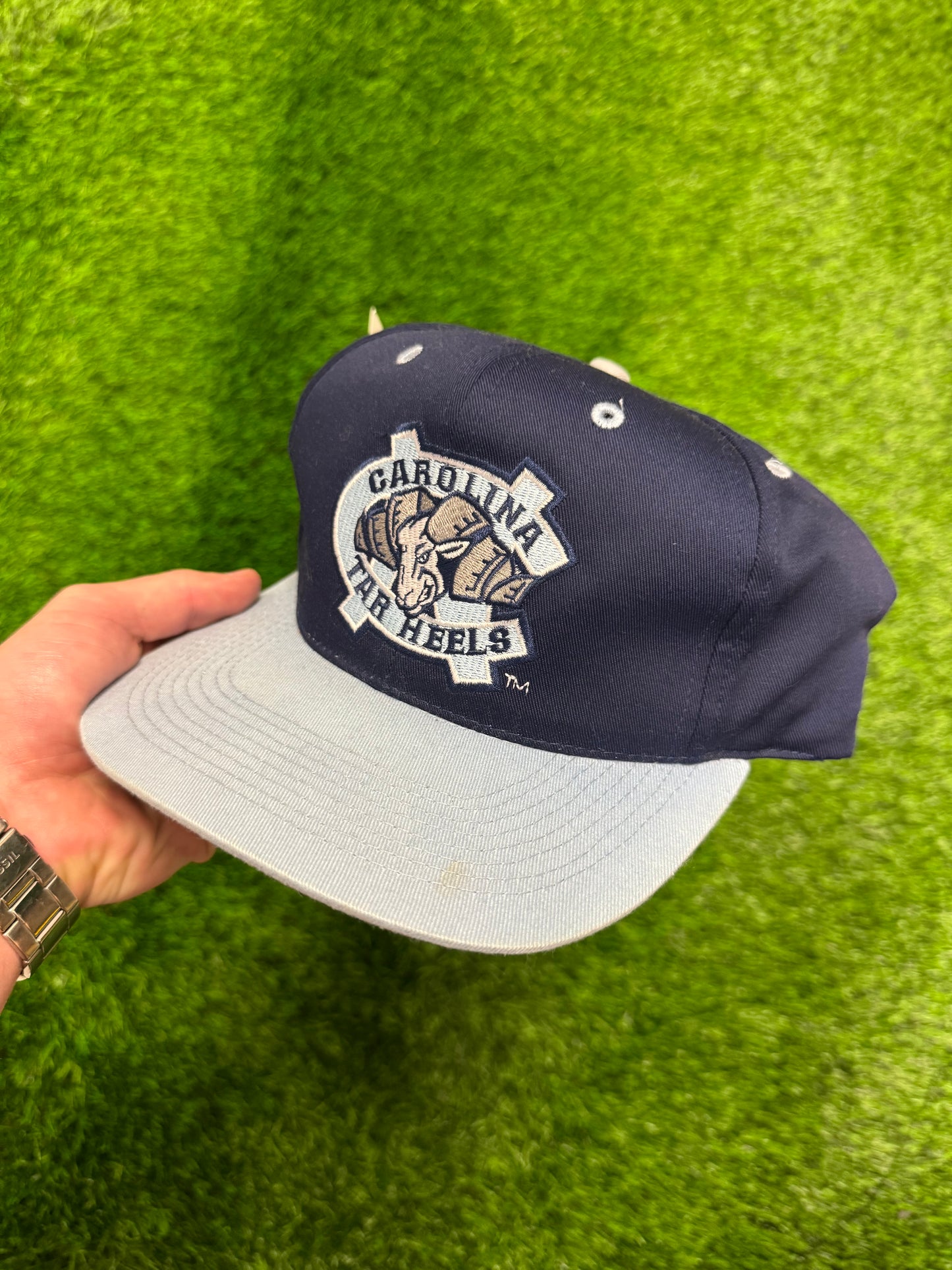 90s University of North Carolina (UNC) Two Toned Vintage Snapback Hat (OS)