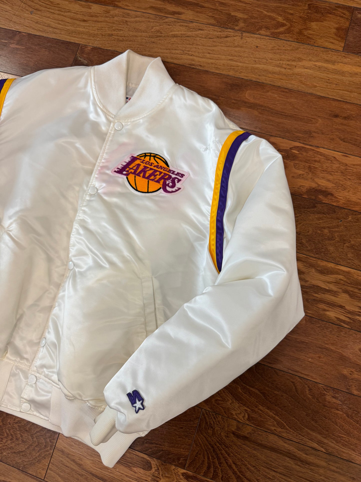 80s Los Angeles Lakers White Starter Satin Jacket (L)
