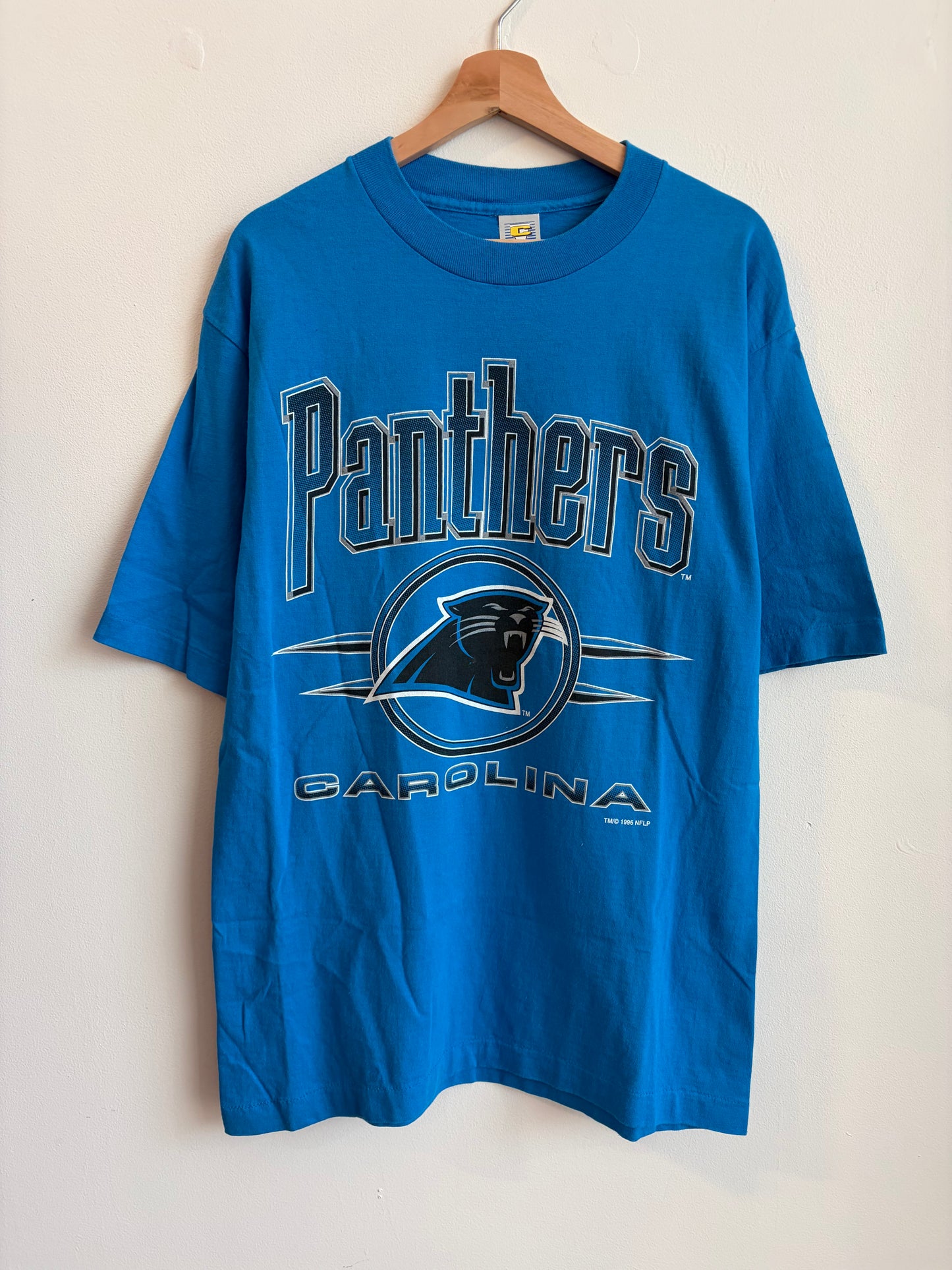 1996 Carolina Panthers Blue Competitor Spell Out Tee (L)