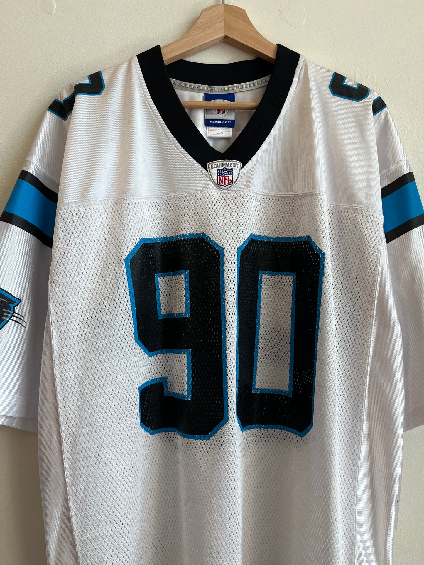 00s Carolina Panthers Julius Peppers Reebok Away Jersey (L)