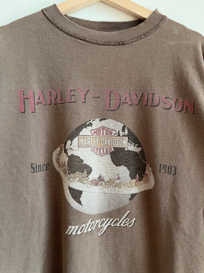 00s Harley Davidson Planet Woven Oversized Long Sleeve Shirt (M)