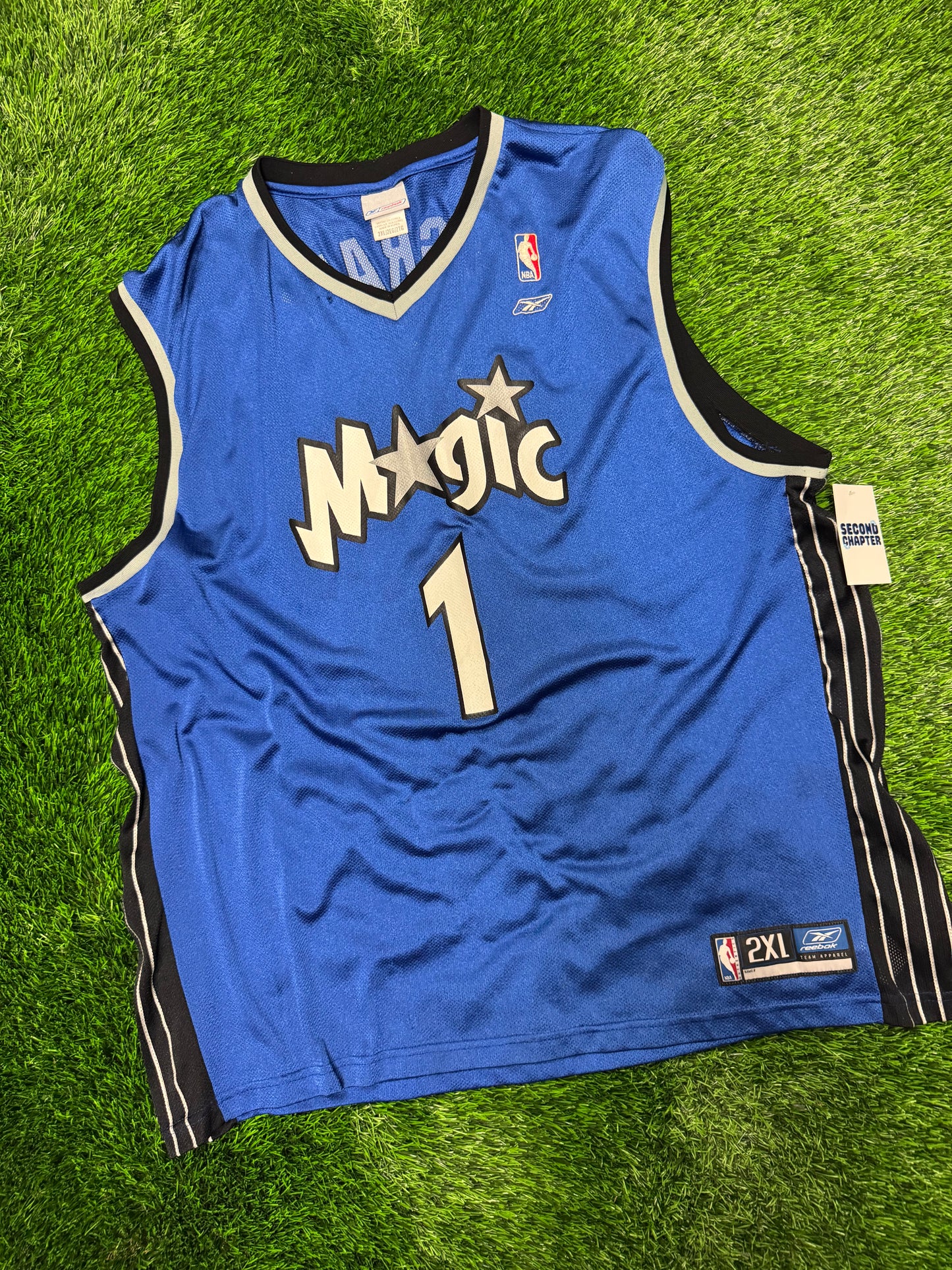 00s Orlando Magic Tracy McGrady #1 Vintage Blue Alternate NBA Reebok Jersey (XXL)