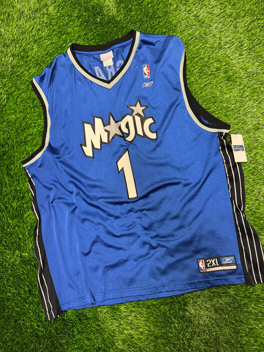 00s Orlando Magic Tracy McGrady #1 Vintage Blue Alternate NBA Reebok Jersey (XXL)