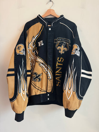 00s New Orleans Saints Flames Racing Jacket (XXXXL)