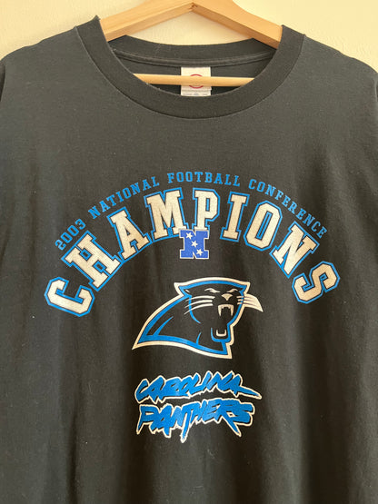 2003 Carolina Panthers NFC Black Spell Out Tee (XXL)