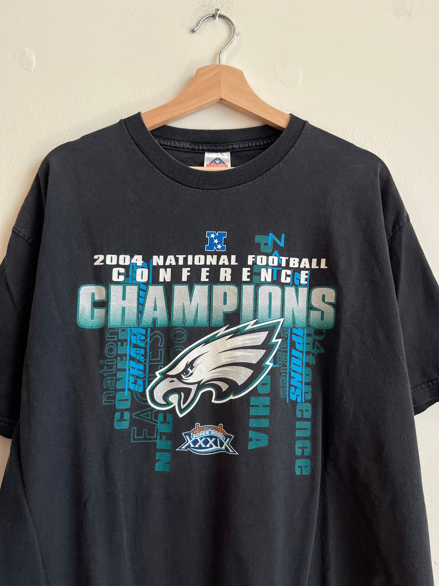 2004 Philadelphia Eagles Super Bowl NFC Champions Black Tee (XL0