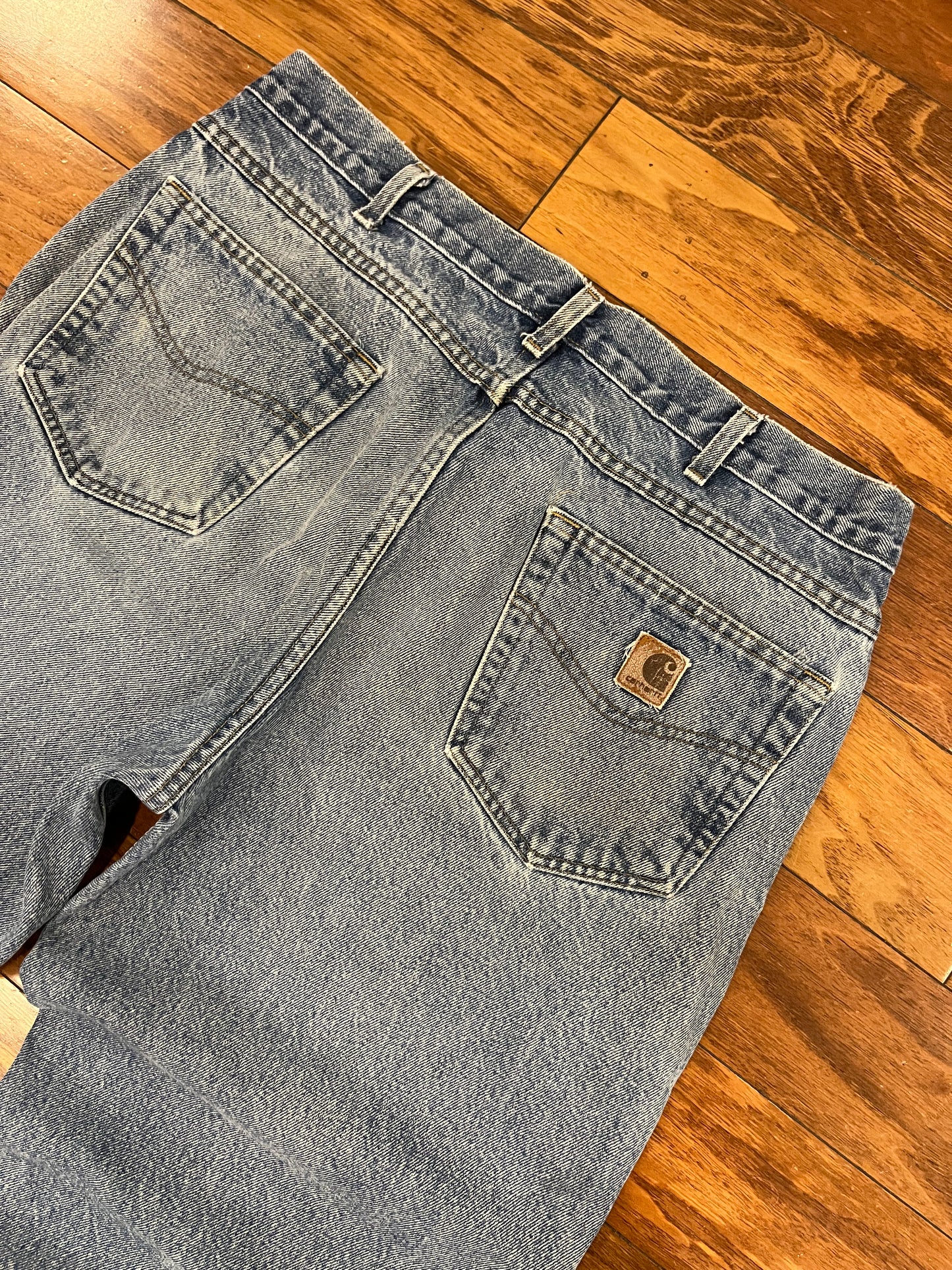 00s Carhartt Blue Washed Work Jeans (36 x 30)