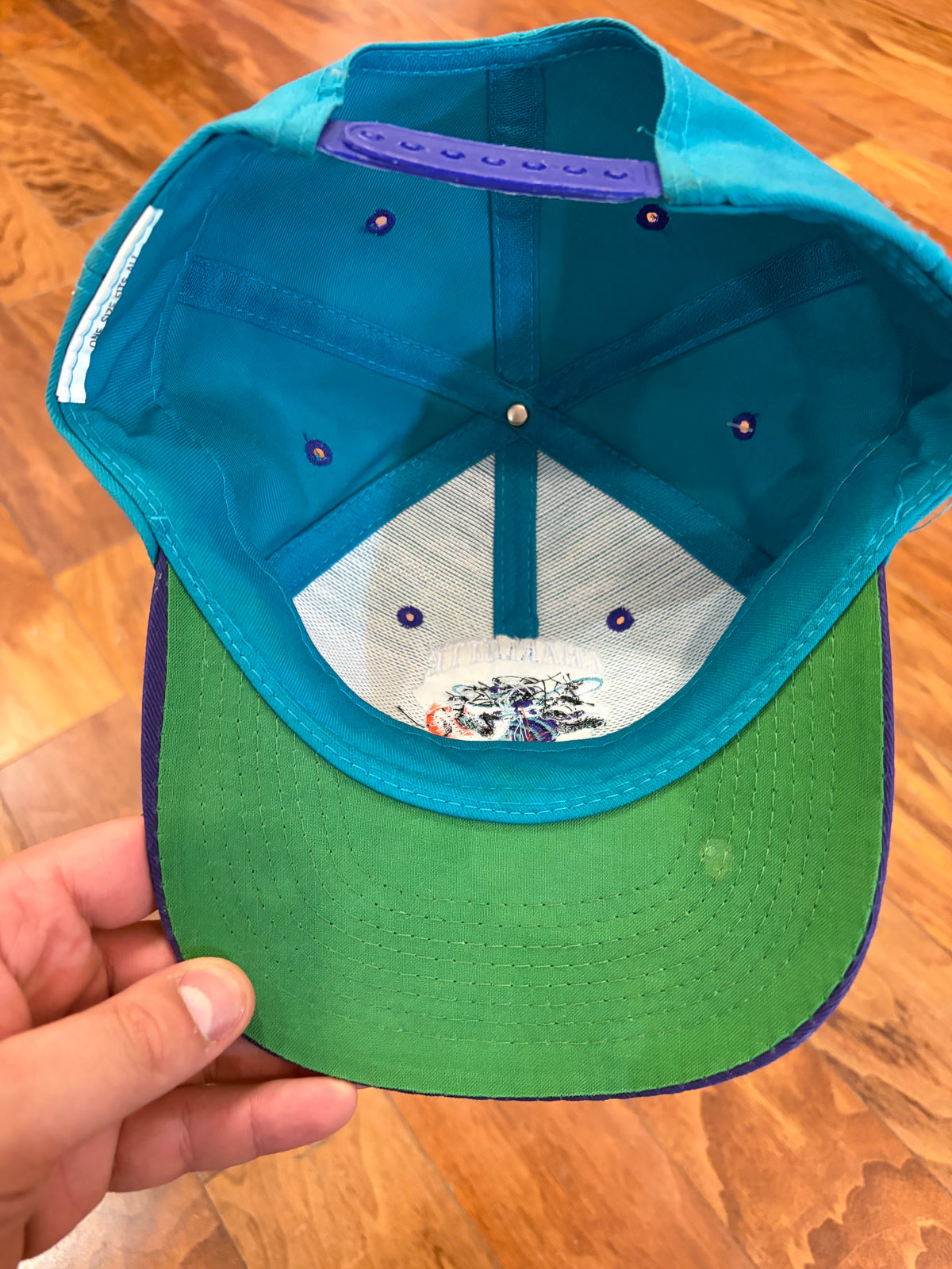 90s Charlotte Hornets Teal Two Tone Hat (OS)