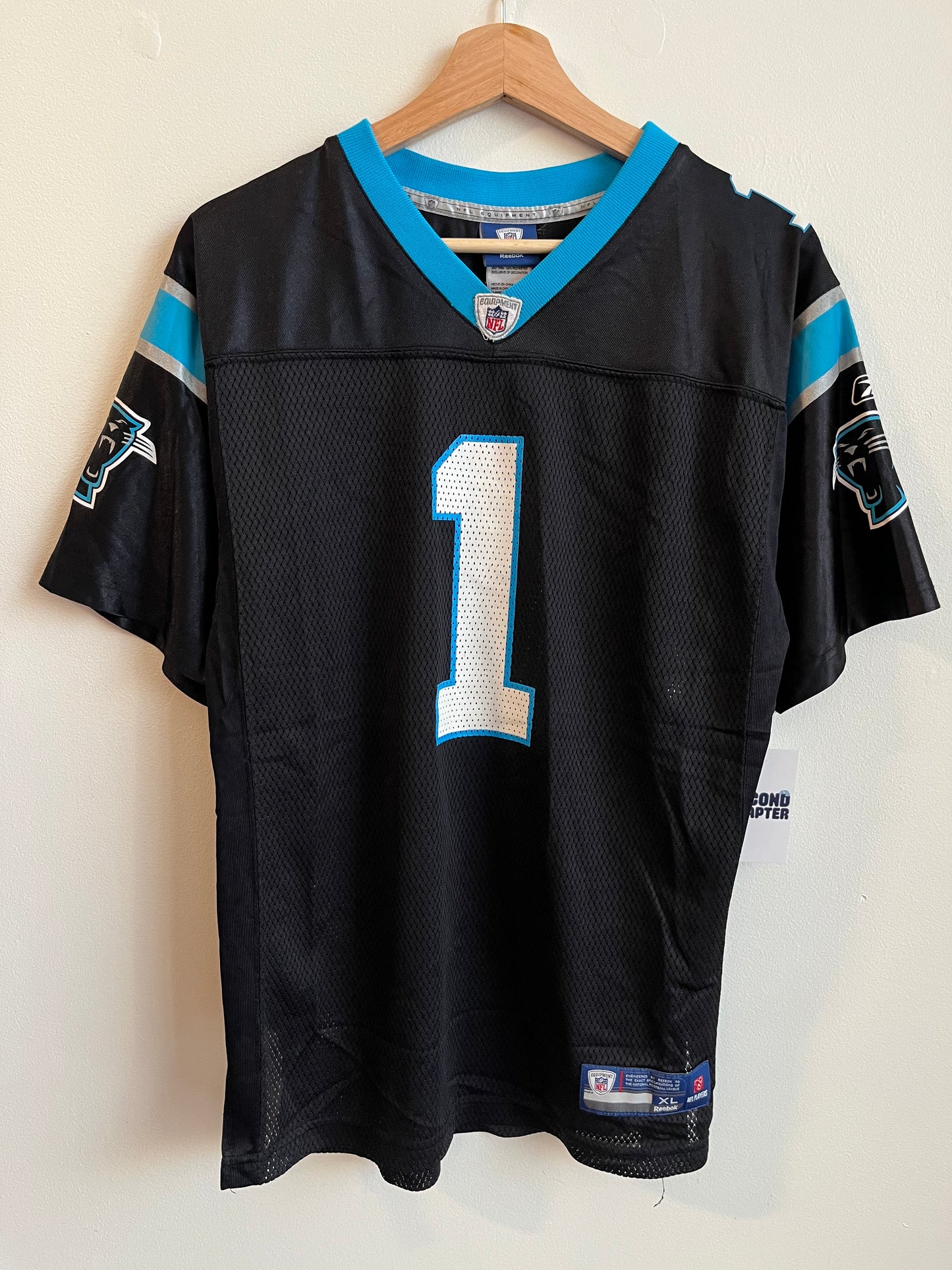 2010s Carolina Panthers Cam Newton NFL Reebok Black Jersey (Youth XL)