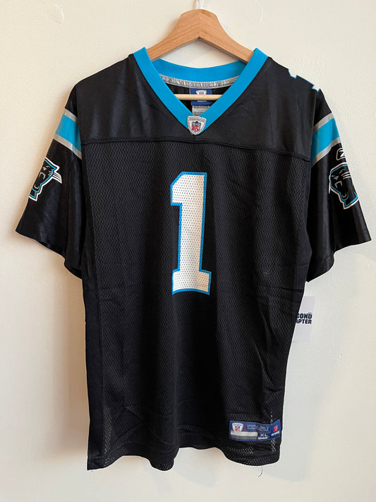 2010s Carolina Panthers Cam Newton NFL Reebok Black Jersey (Youth XL)