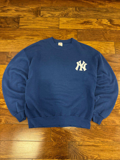 90s New York Yankees Jerzees Blue Embroidered Crewneck (L)