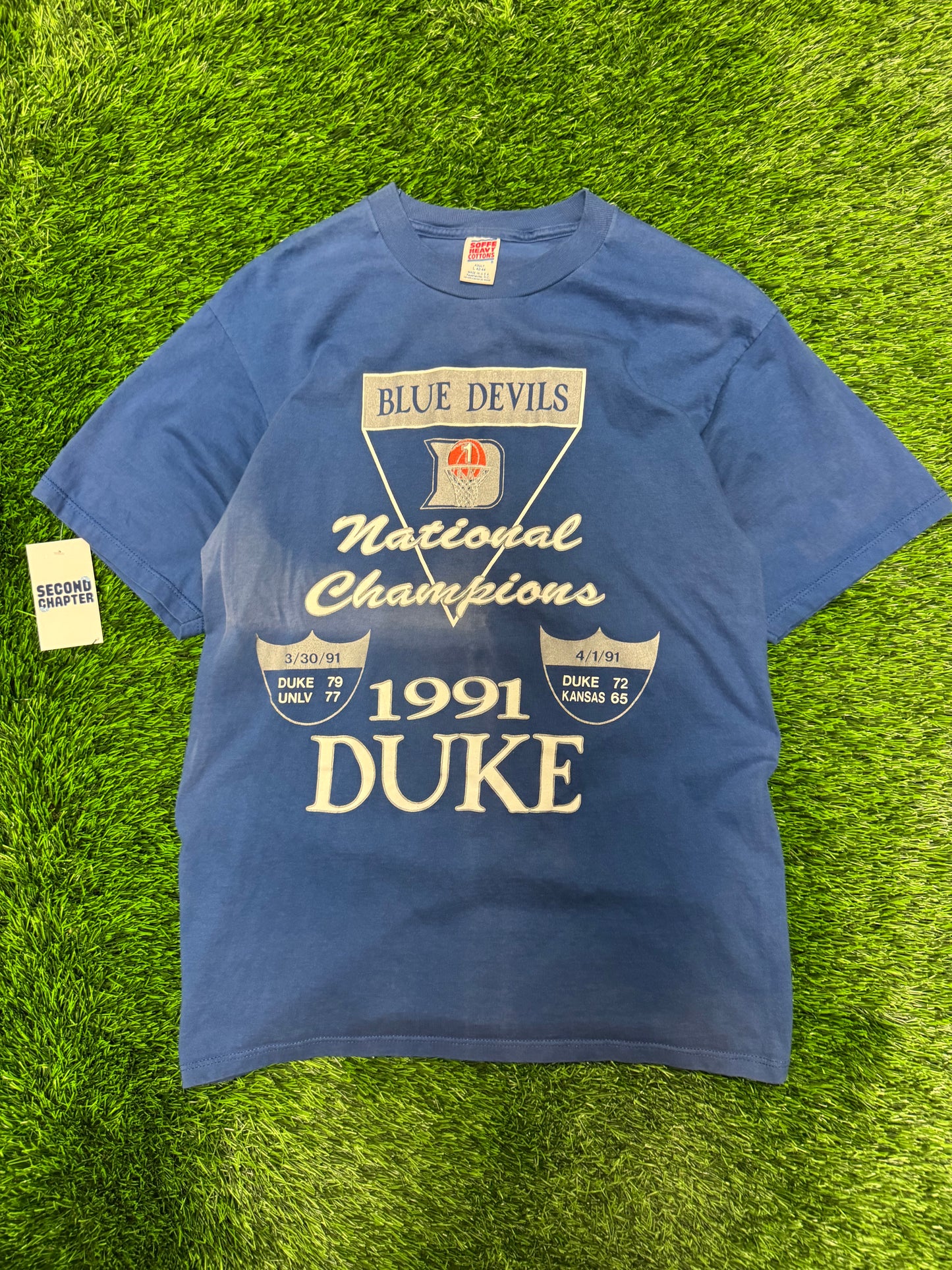 1991 Duke University Vintage NCAA Basketball Champions Faded Tee (L)