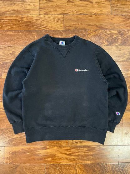 90s Champion Essential Black Crewneck (L)
