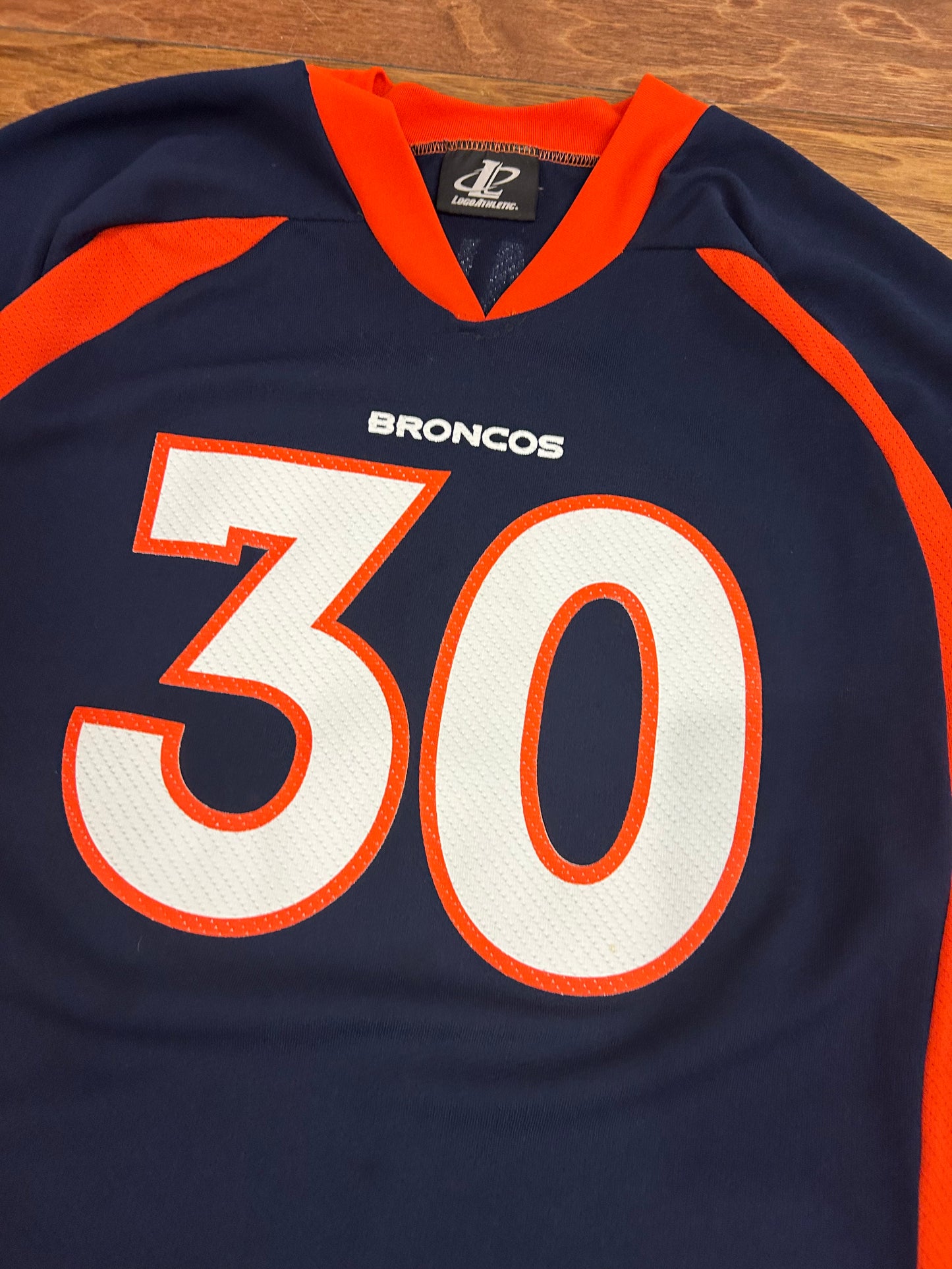 90s Denver Broncos Terrell Davis Logo Athletic Jersey (L)