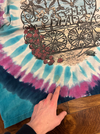 1995 Grateful Dead "Skeleton & Roses" Vintage Band Tie Dye Long Sleeve (XL)