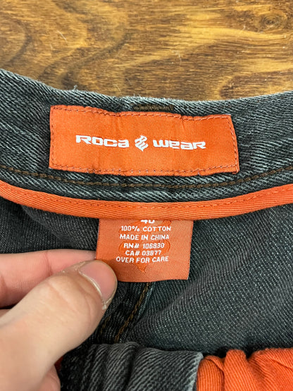 00s Rocawear Baggy Embroidered Black Jeans (40 x 33)