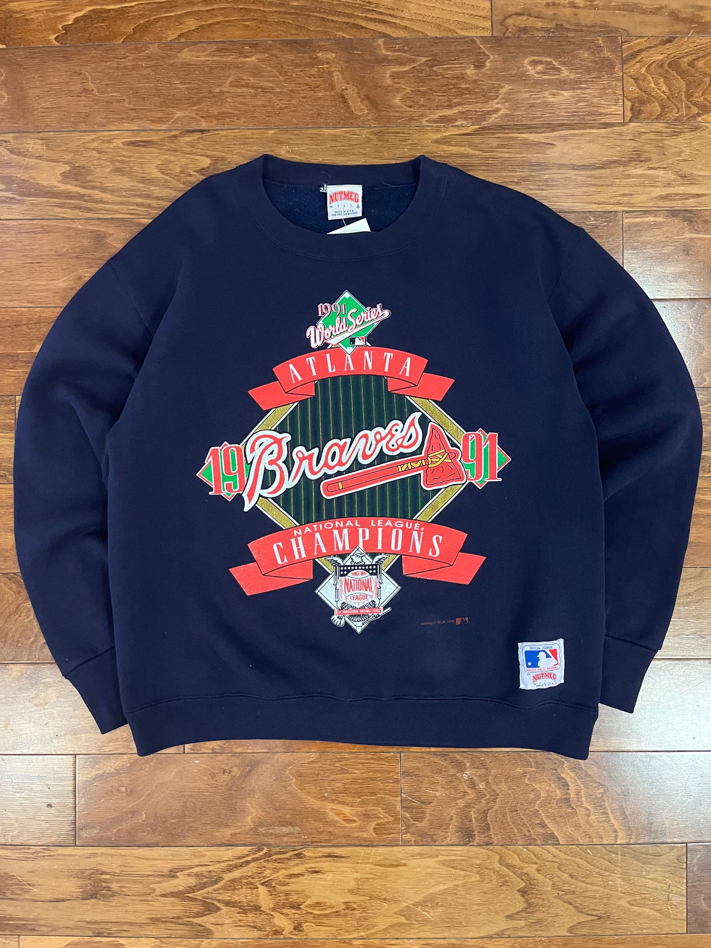 1991 Atlanta Braves World Series Vintage Nutmeg MLB Crewneck (L)