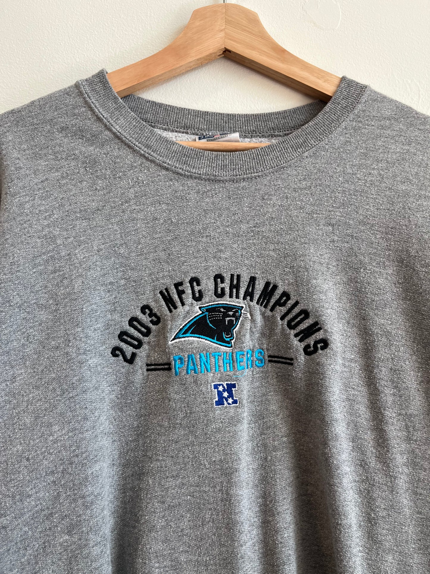 2003 Carolina Panthers Embroidered Grey Crewneck (XL)
