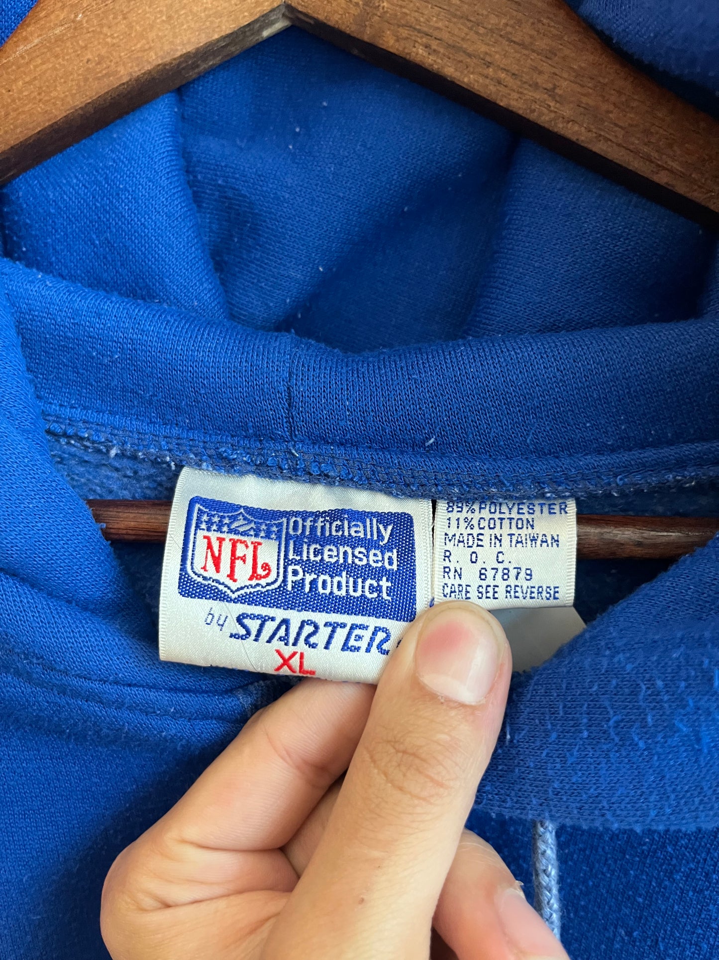 90s New York Giants Starter Henley Embroidered Hoodie (XL)