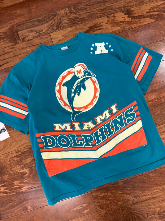 1995 Miami Dolphins Vintage Salem NFL AOP Tee (XXL)