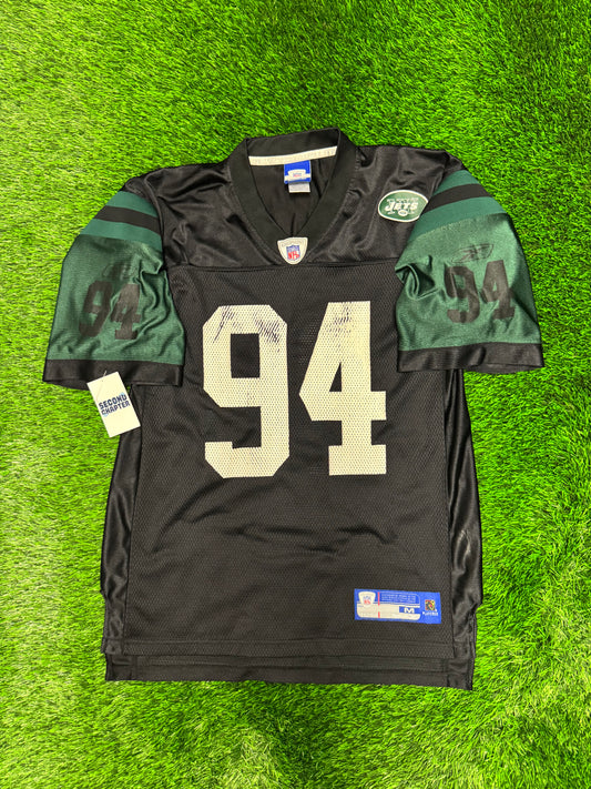 00s NY Jets John Abraham #94 Black Alternate Reebok Vintage NFL Jersey (M)