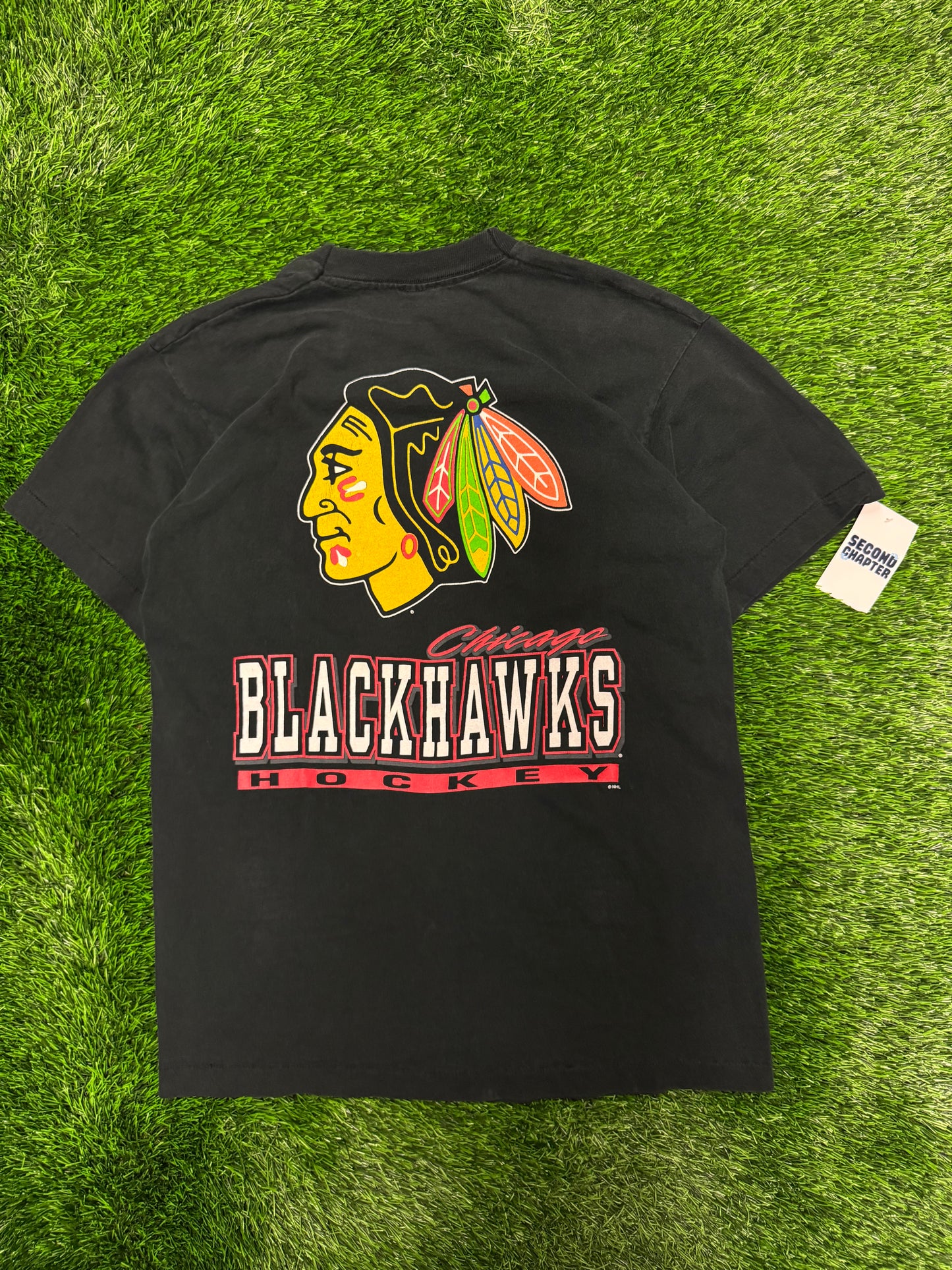 90s Chicago Blackhawks Big Back Graphic Vintage Salem Tee (M)