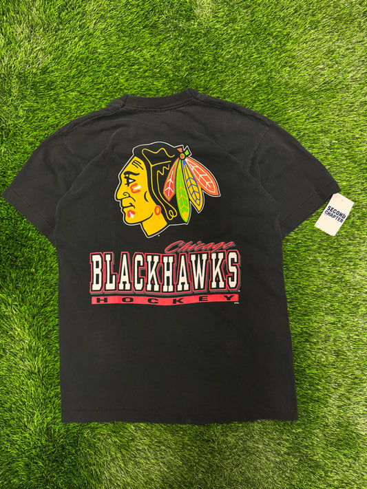 90s Chicago Blackhawks Big Back Graphic Vintage Salem Tee (M)