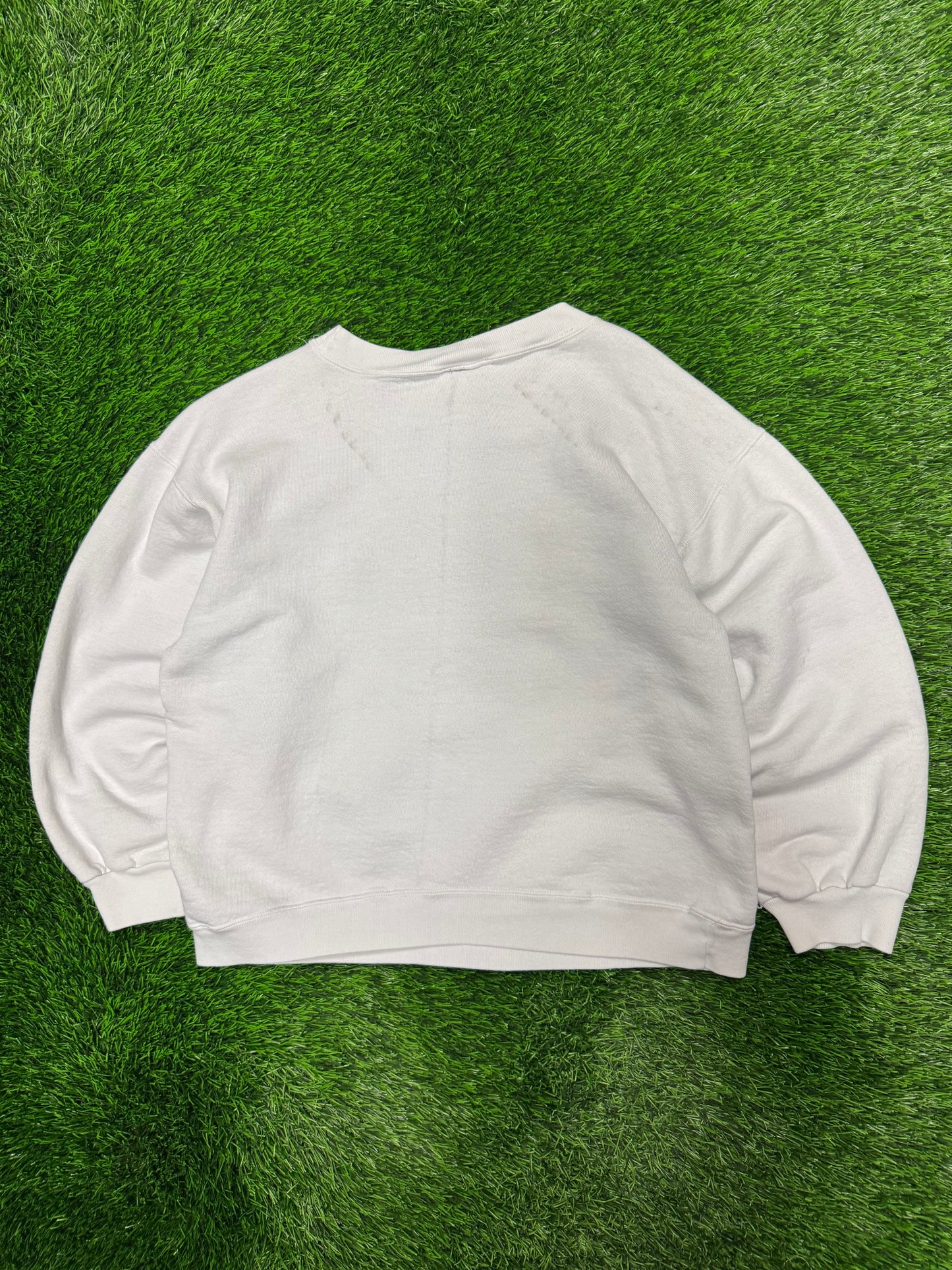 90s Nike Swoosh Cropped White Vintage Crewneck (M)