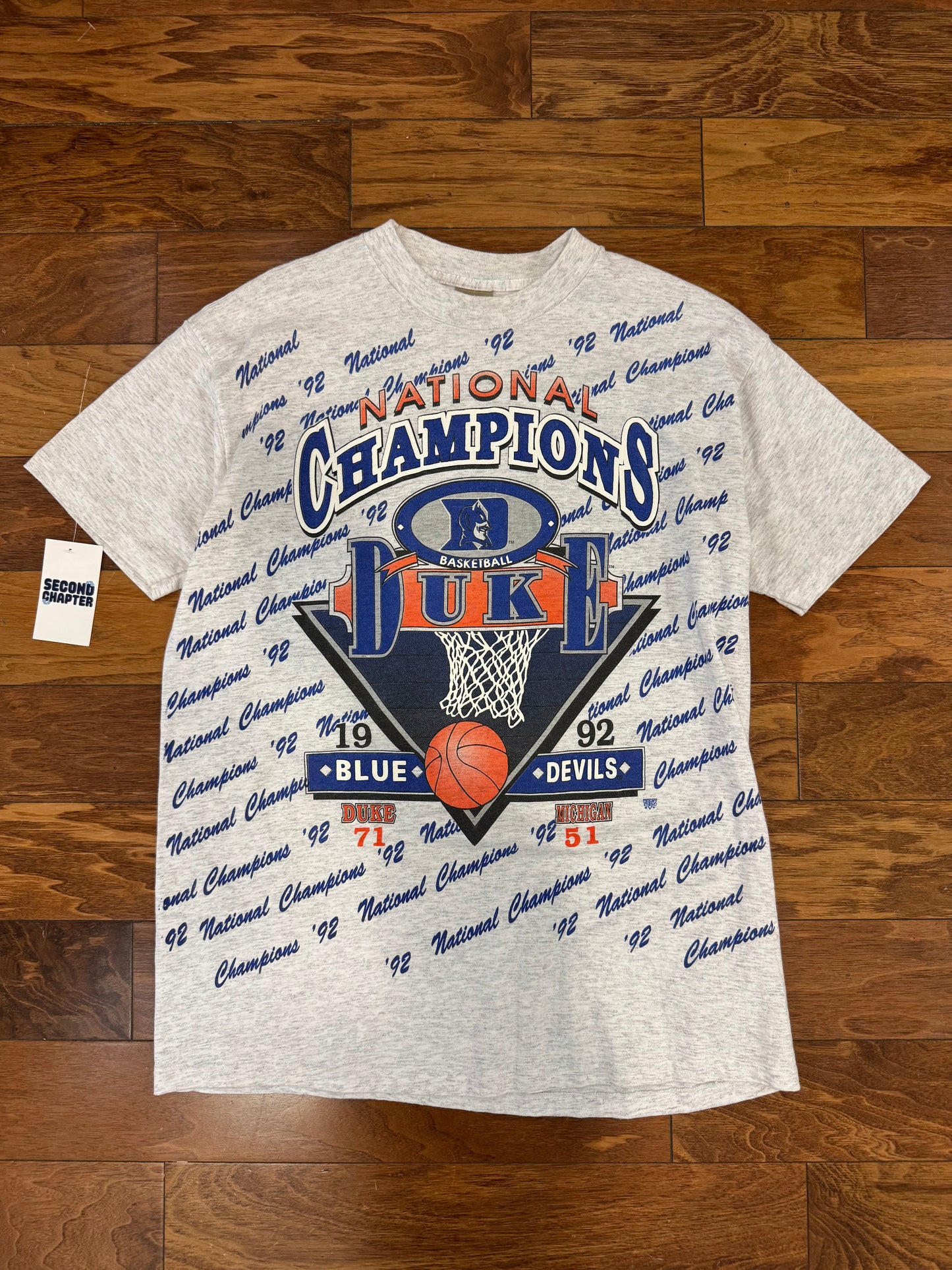 1992 Duke Blue Devils "National 92" College Basketball Tee (XL)