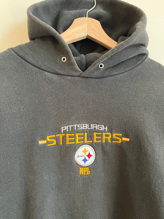 2005 Pittsburgh Steelers Faded Embroidered Hoodie (L)