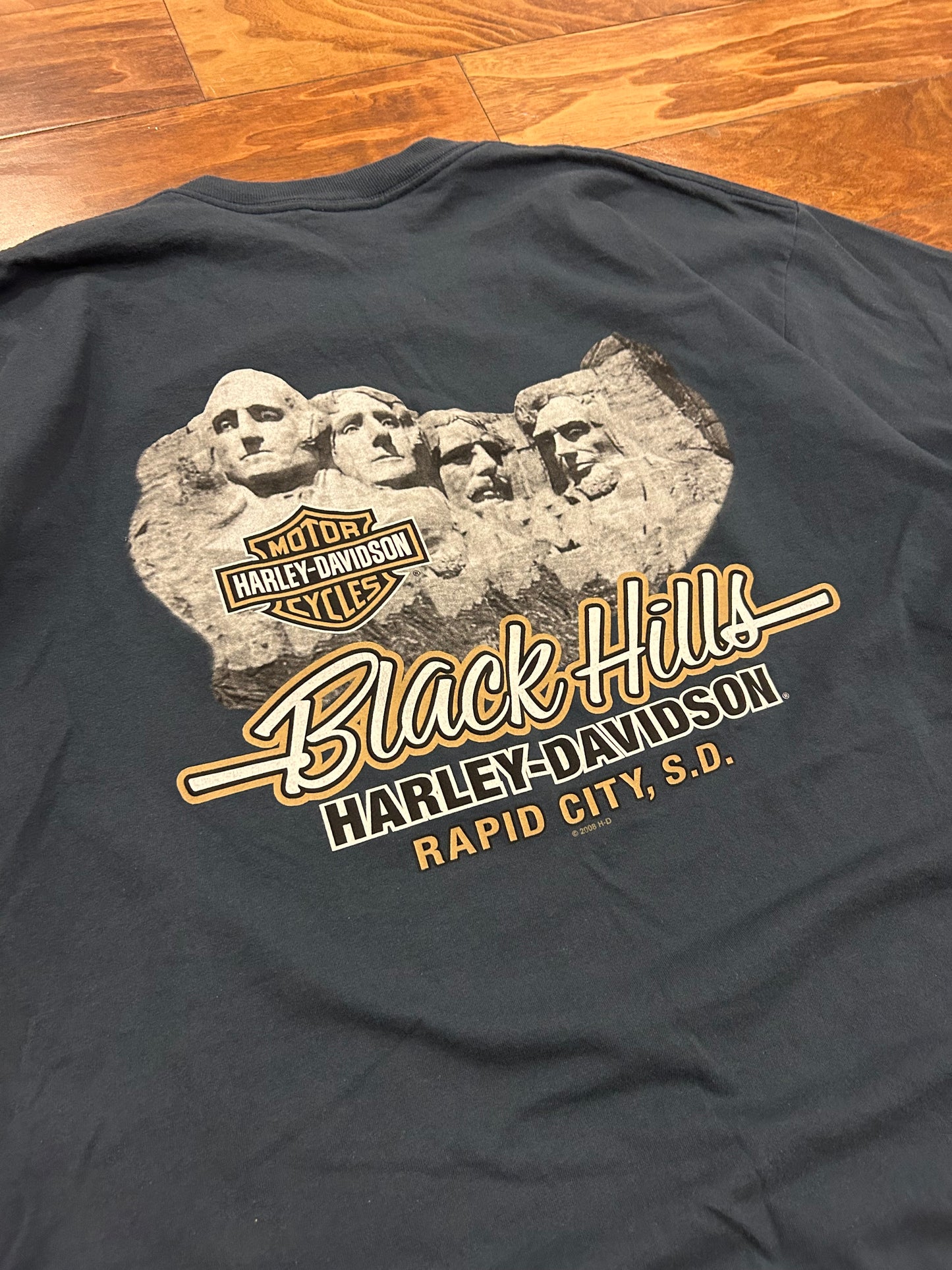 2012 Harley Davidson Sturgis Mount Rushmore Blue Pocket Tee (XXL)