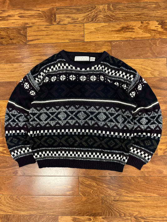 90s Michael Gerald Geometric Acrylic Sweater (M)