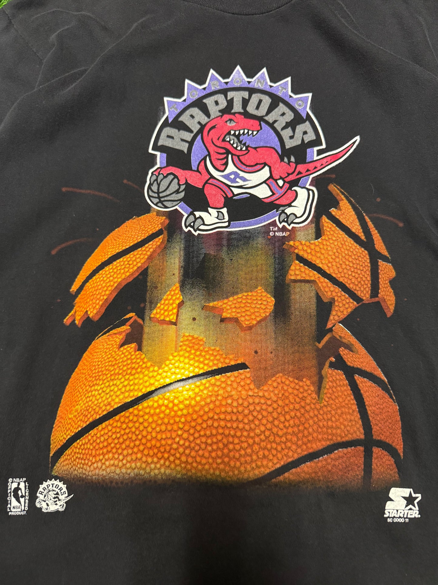 90s Toronto Raptors Shattered Basketball Vintage Starter Tee (S)