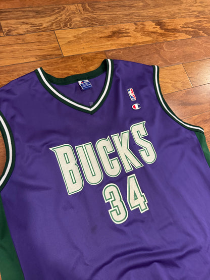 90s Milwaukee Bucks #34 Ray Allen Champion NBA Jersey (XXL)
