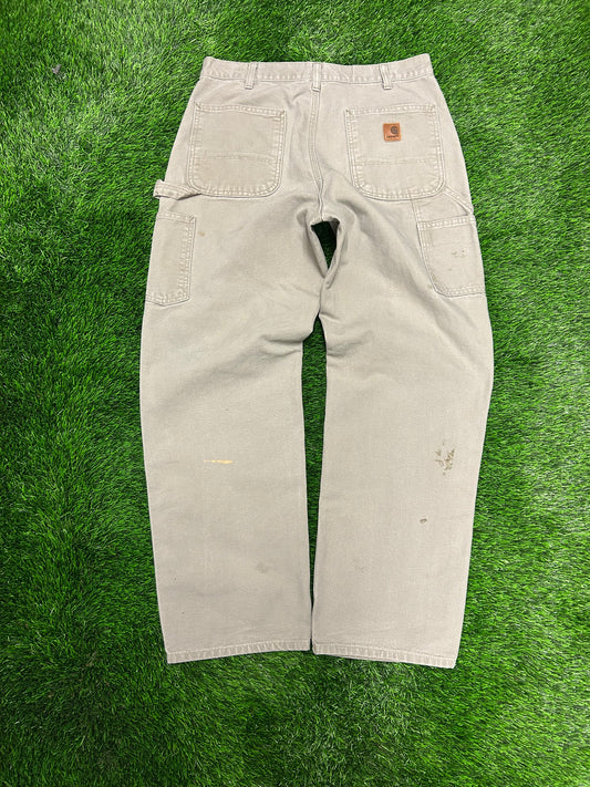 2010 Carhartt Beige Vintage Carpenter Workwear Pants (33 x 32)