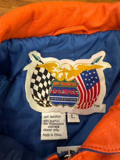 90s Tide Racing Downy Jeff Hamilton Nascar Leather Jacket (L)
