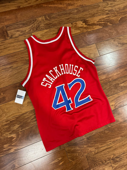 90s Philadelphia 76ers Jerry Stackhouse #42 Vintage Champion Red NBA Jersey (M)