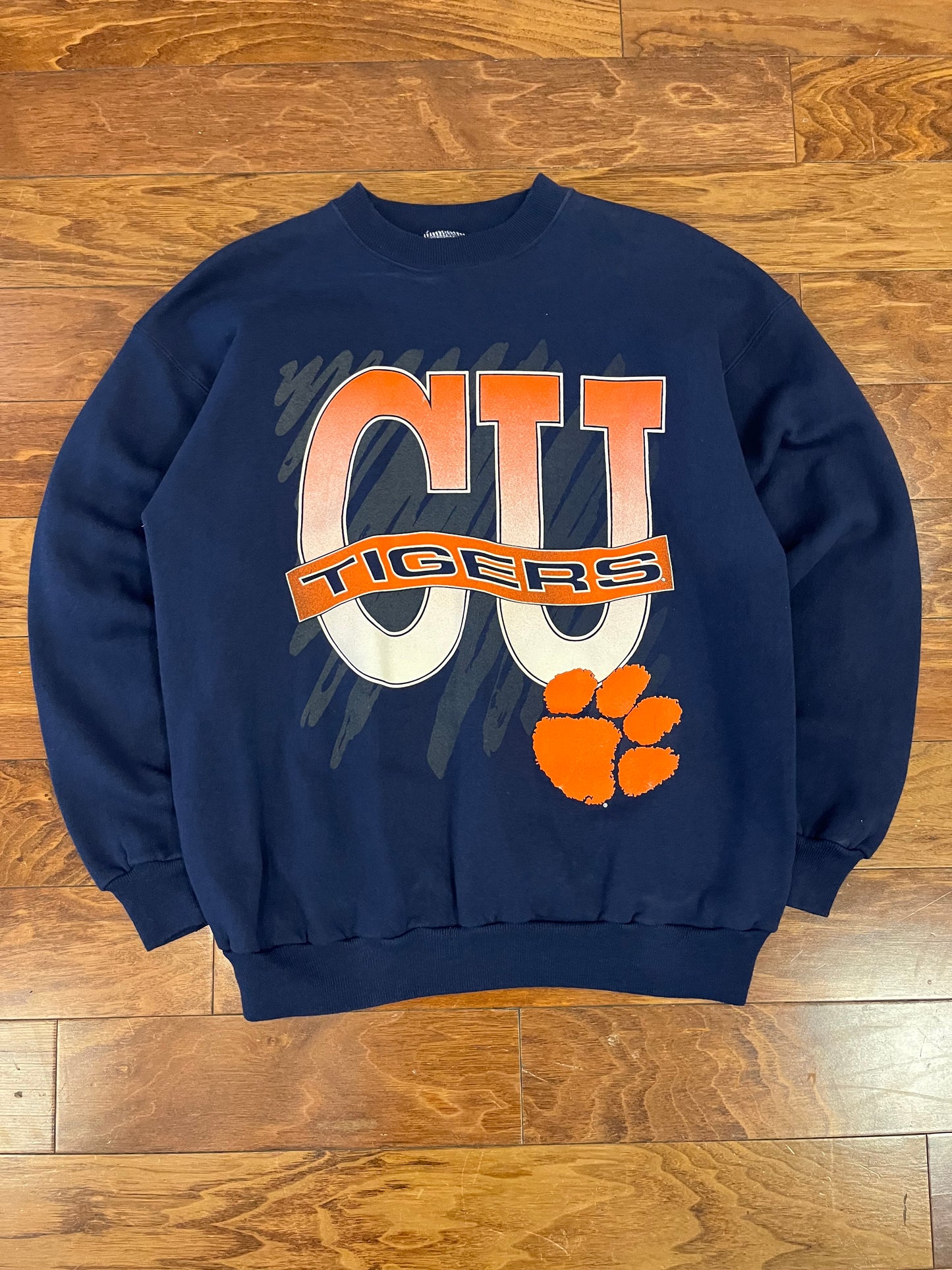 90s Clemson University Spell Out Navy Crewneck (L)